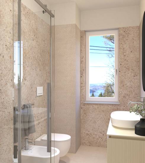 Bathroom project Stone 3D Resin effect BEIGE MICRO BEIGE TRAMA BEIGE color tiles