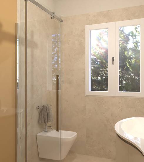 Bathroom project Stone Resin effect CARAMEL BEIGE color tiles