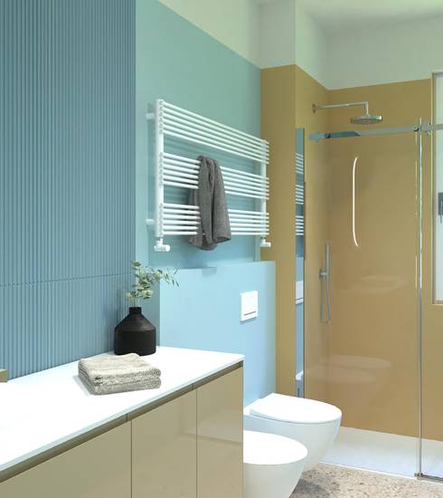 Bathroom project Stone 3D Resin effect CARAMEL GROOVE BLUE CLOUD BEIGE color tiles