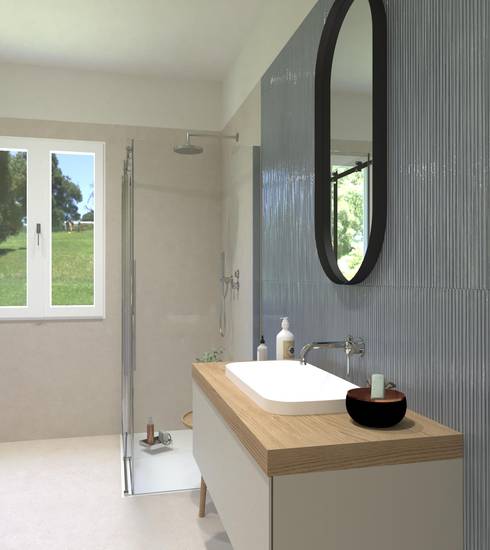Bathroom project Resin 3D effect CIELO TORTORA RIFLESSI CIELO color tiles