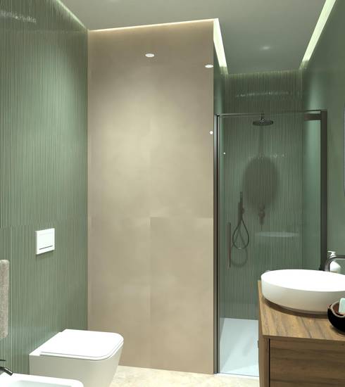 Bathroom project Pierre Résine 3D effect RIFLESSI BOSCO LINFA FOGLIE LINFA BOSCO BEIGE color tiles