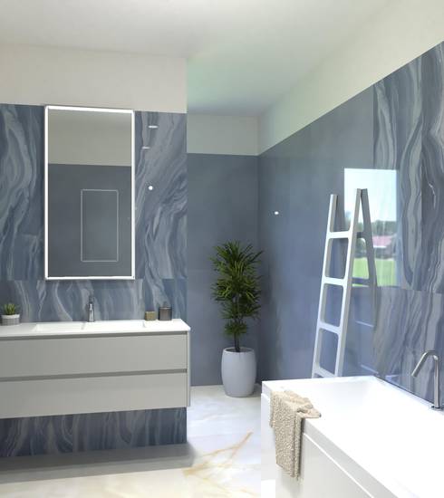 Bagno piastrelle effetto Effetto Marmo Decor Box Effetto Resina colore BIANCO RIFLESSI CIELO CIELO ABISSO