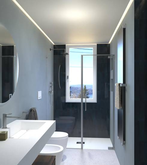 Bagno piastrelle effetto Effetto Resina Brick & Chevron colore CIELO BLU NAVY GOCCE GHIACCIO