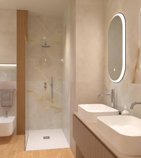 Bagno piastrelle effetto Effetto Legno Effetto Marmo Effetto Resina Effetto 3D colore CARAMEL GROOVE OAK SABBIA BEIGE GOLD