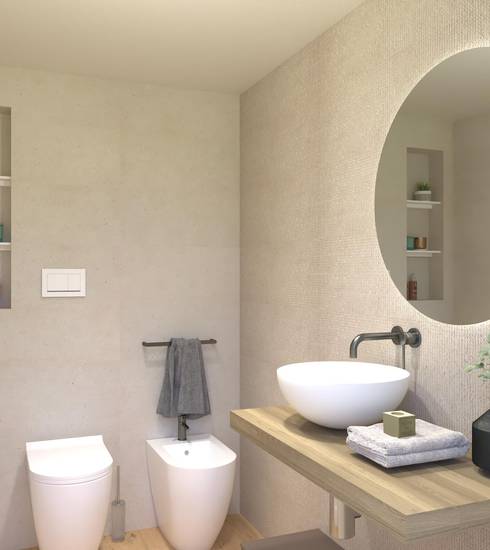 Bathroom project Wood 3D Resin effect BEIGE MICRO BEIGE HONEY color tiles