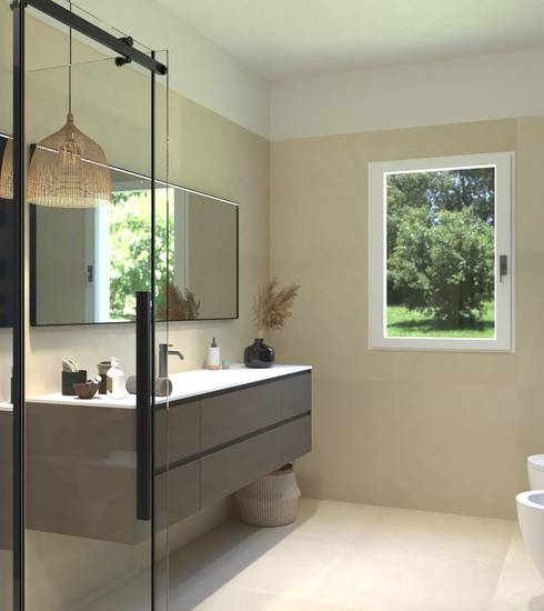 Bathroom project Stone Decor Box Resin effect STICK BEIGE DRAP BEIGE TEXTURE KILIM ROCK BEIGE DUNE BEIGE BLUE BEIGE color tiles