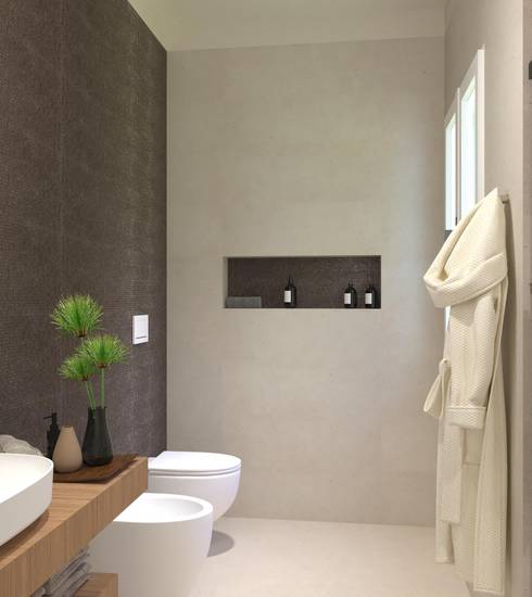 Bathroom project 3D Resin Decor Box effect MICRO BEIGE MICRO TERRA TRAMA BEIGE SASSI TORTORA BEIGE color tiles
