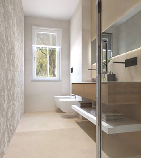 Bagno piastrelle effetto Effetto 3D Effetto Resina colore BREZZA TOUCH WHITE EXTRA MATT WHITE GLOSS BLOSSOM STRIPES