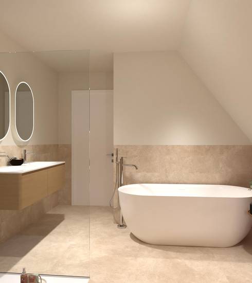 Bathroom project Brick & Chevron Stone Metal Decor Box effect ROSSO CUORE FOSSIL BEIGE LITIA BEIGE CORTEN ROW BEIGE BEIGE color tiles