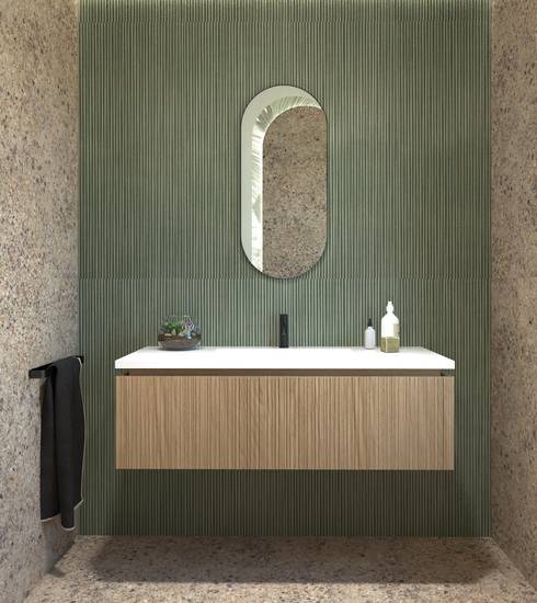 Bathroom project Stone 3D Resin effect RIFLESSI BOSCO TORTORA BOSCO color tiles