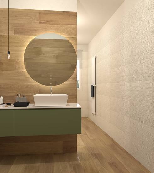 Bathroom project Wood effect NATURAL color tiles