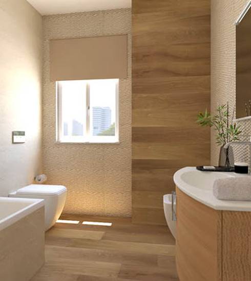 Bathroom project Stone Wood 3D effect PEAK BEIGE BEIGE EDGE BEIGE NATURAL ROCK BEIGE FLOWER BEIGE color tiles