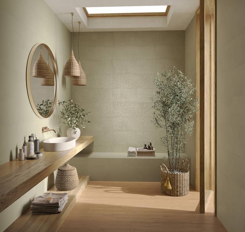 Immagine ambiente Bagno, realizzato con piastrelle della collezione: OLTRE IL COLORE - Altri, Beige