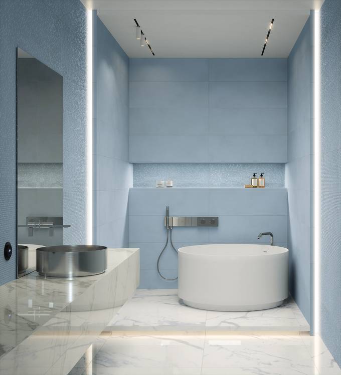 Immagine ambiente Bagno, realizzato con piastrelle della collezione: OLTRE IL COLORE - Altri, Bianco
