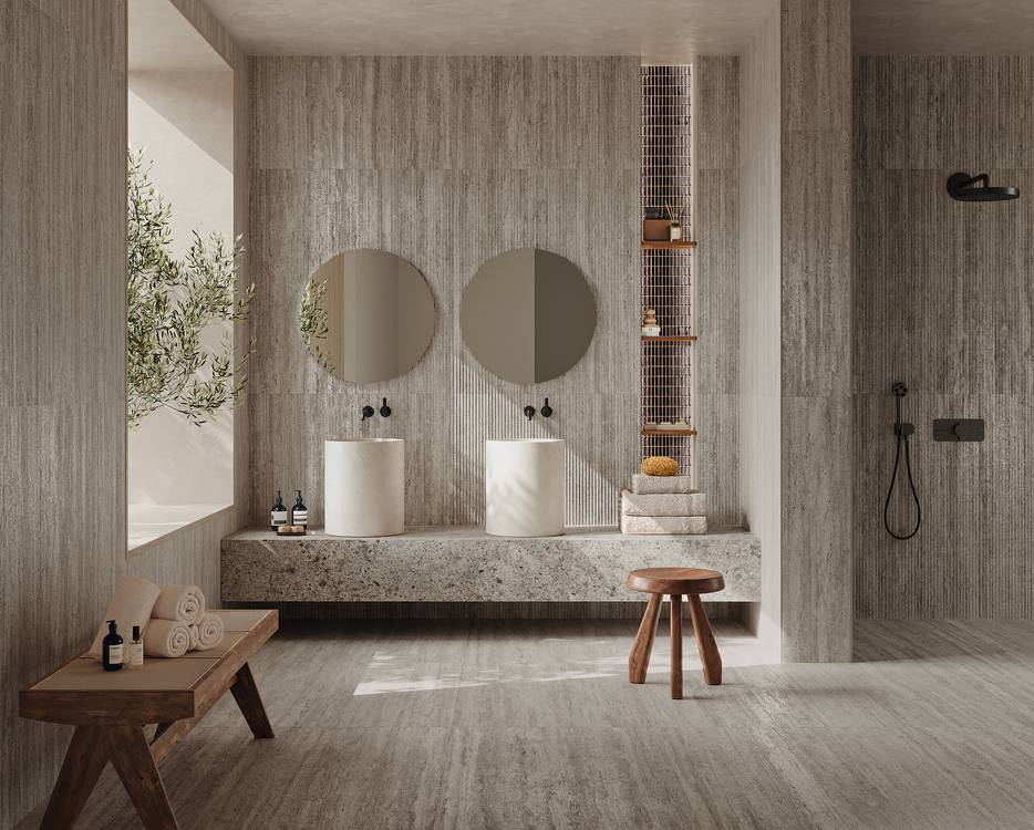 Immagine ambiente Bagno, realizzato con piastrelle della collezione: MATERIA CLASSICA - Grigio