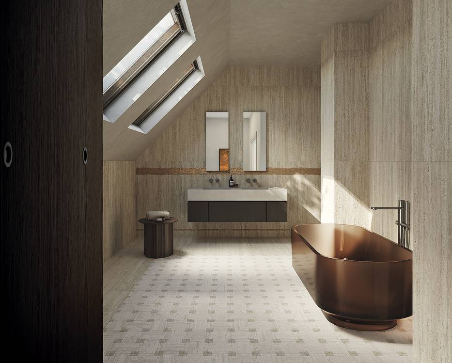 Room view , created with tiles from the collection: MATERIA – Beige