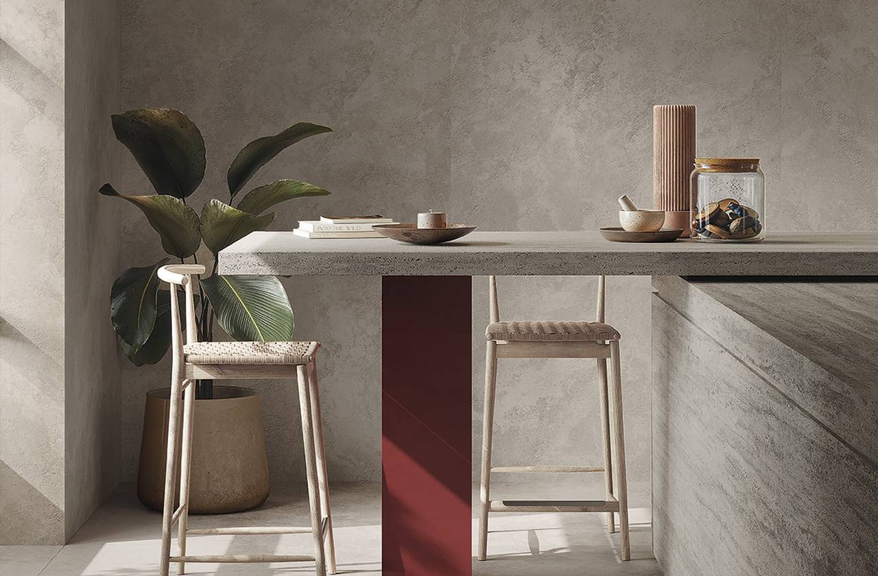 Room view House, created with tiles from the collection: VENTO DEL SUD – Brown, Grey