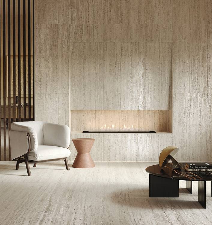 Room view , created with tiles from the collection: MATERIA – Beige