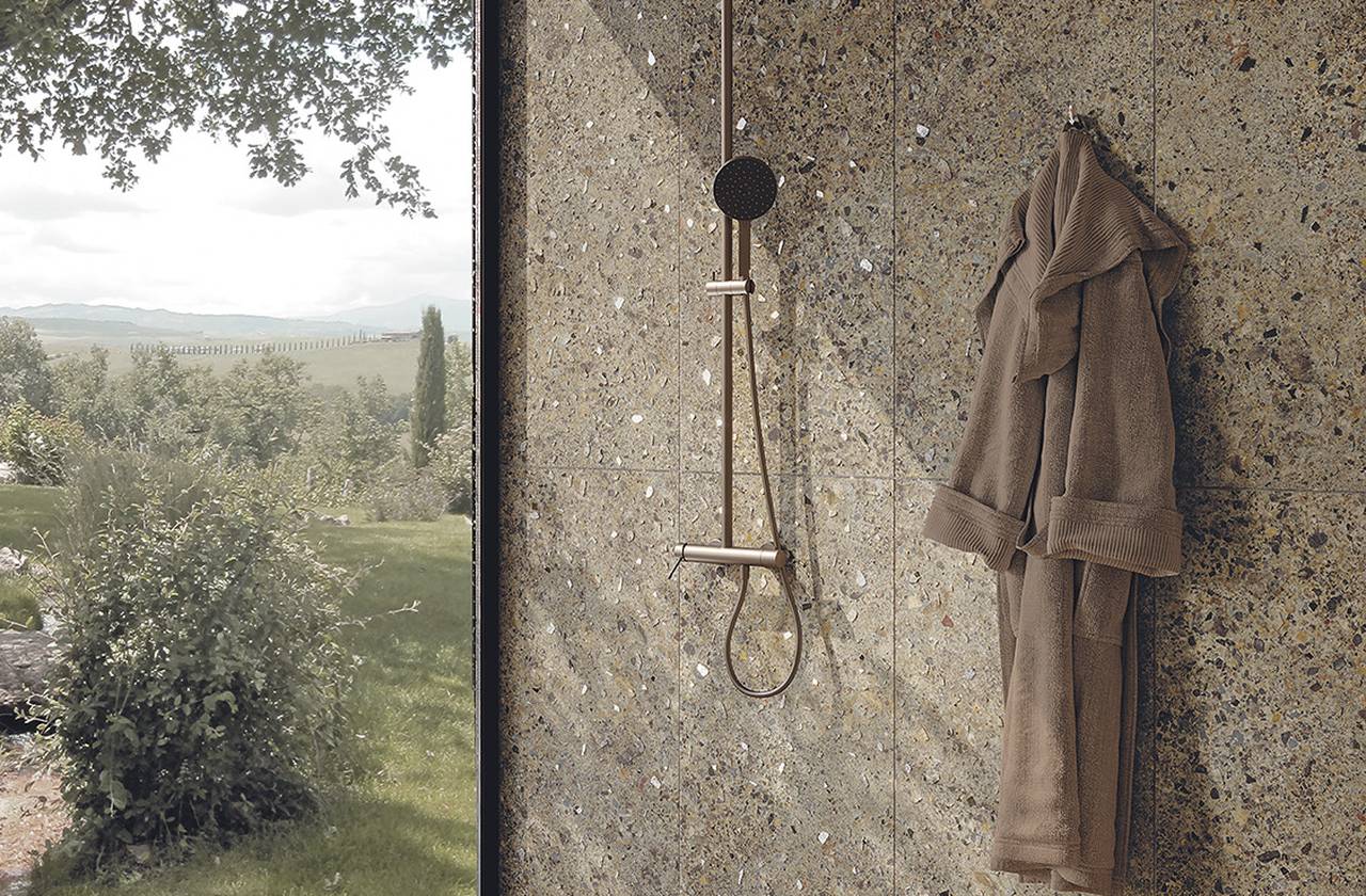 Room view Bathroom, created with tiles from the collection: MATERIA ECLETTICA – Grey