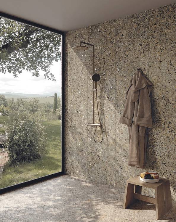 Room view Bathroom, created with tiles from the collection: MATERIA ECLETTICA – Grey