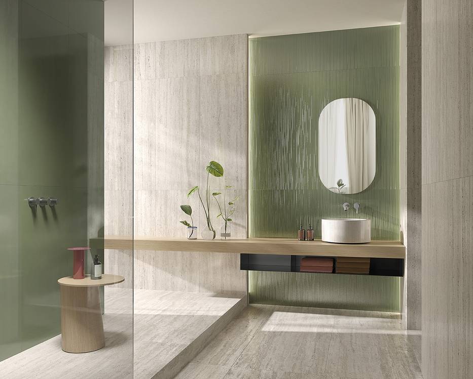 Room view Bathroom, created with tiles from the collection: MATERIA CLASSICA – Grey, Green