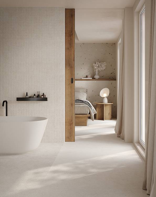 Room view Bathroom, created with tiles from the collection: MATERIA PURA – White, Grey