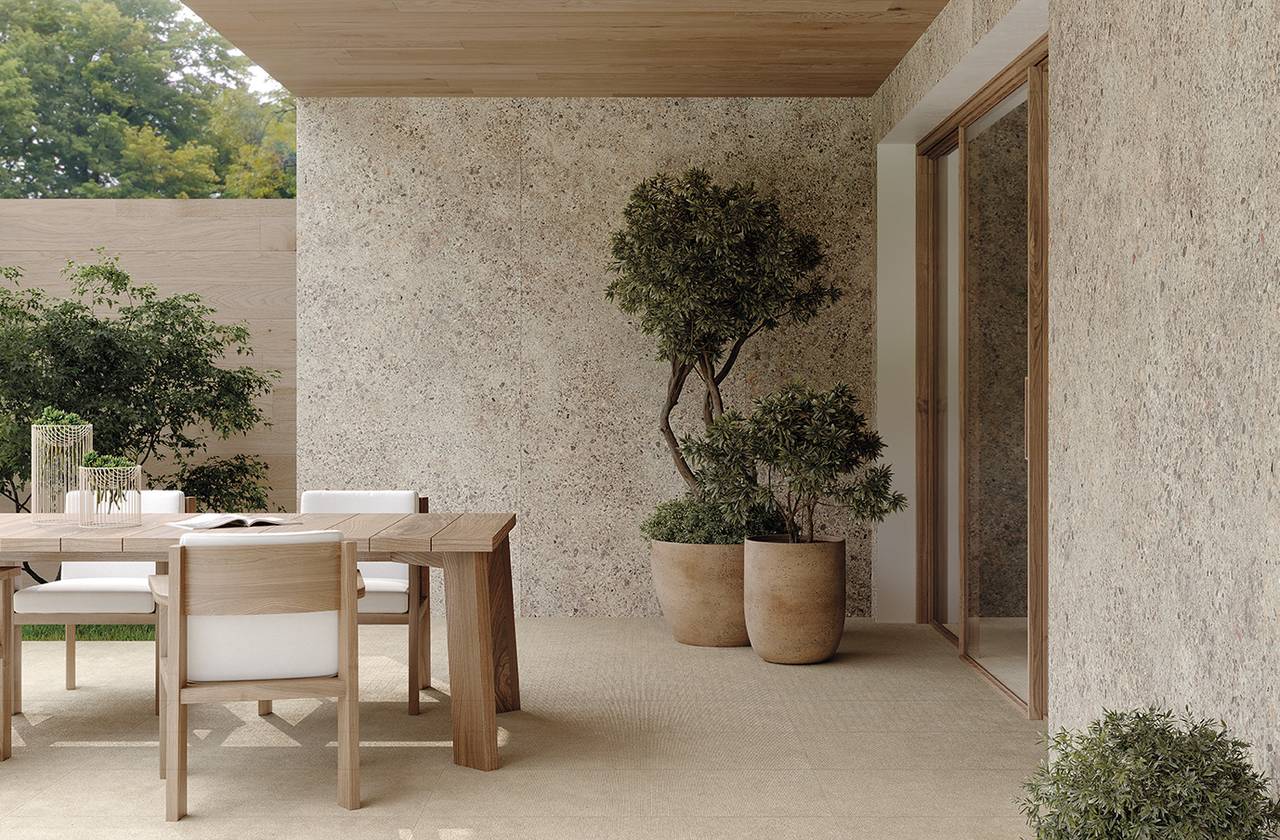 Room view Outdoor, created with tiles from the collection: MATERIA ECLETTICA – Grey, Beige