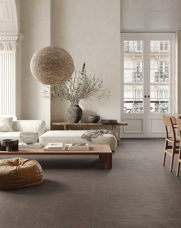 Room view House, created with tiles from the collection: MATERIA PURA – Brown