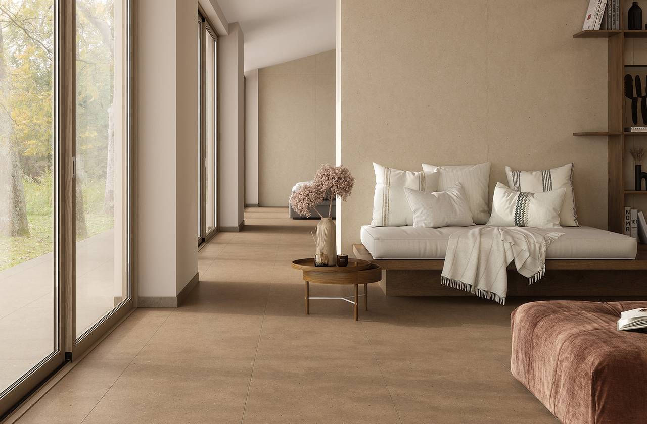 Интерьер Каза, оформленный плиткой из коллекции: ПЛИТКА MATERIA PURA PORCELAIN – Бежевый