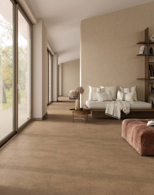 Room view House, created with tiles from the collection: MATERIA PURA 50x120 – Beige