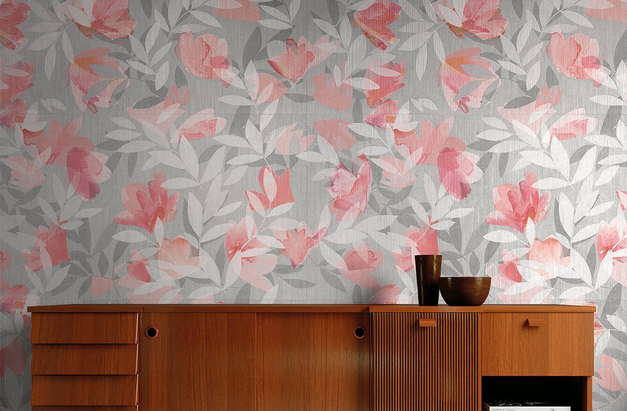 Room view Contract, created with tiles from the collection: FAP MURALS – Red-Pink