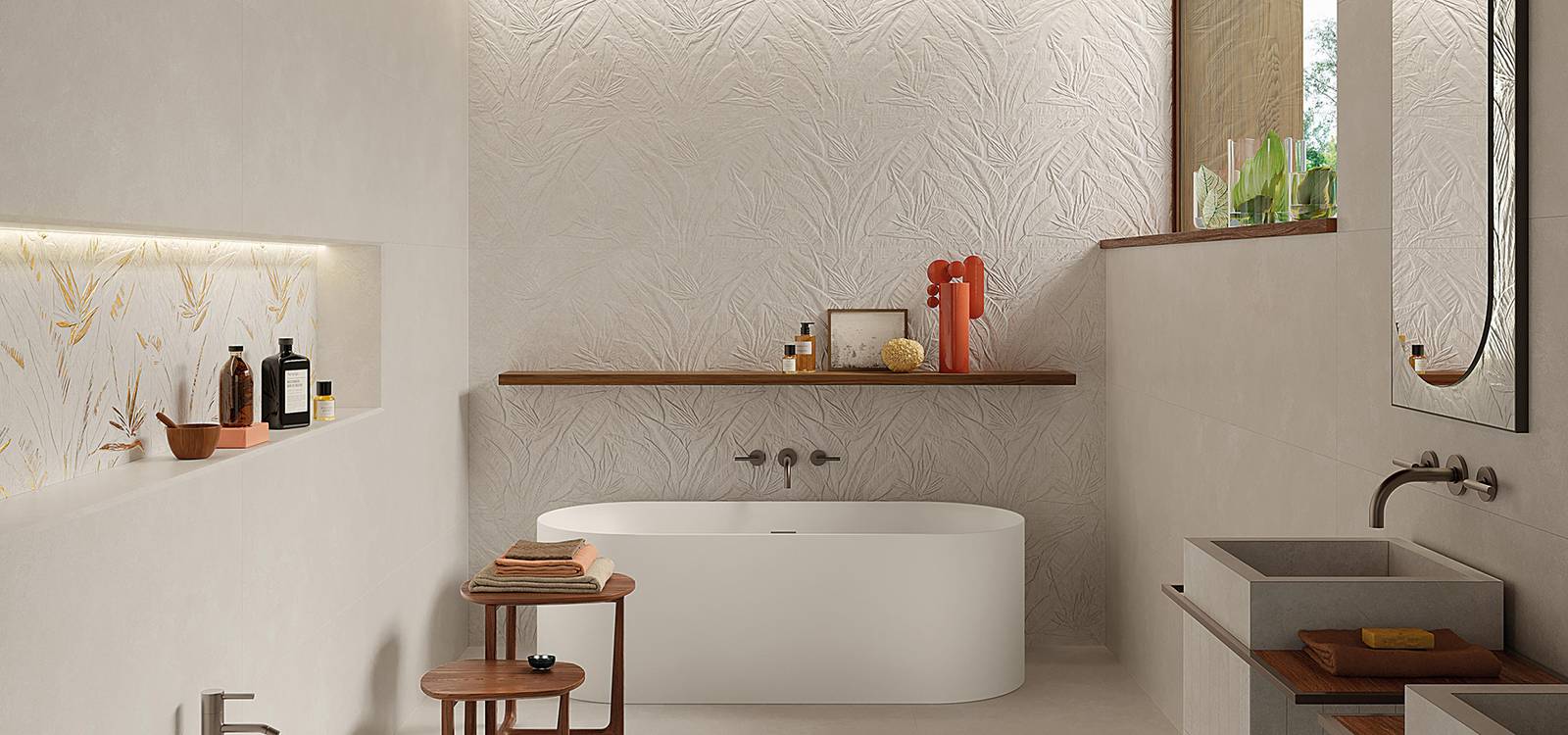 Интерьер ванная комната, оформленный плиткой из коллекции: NOBU – WHITE