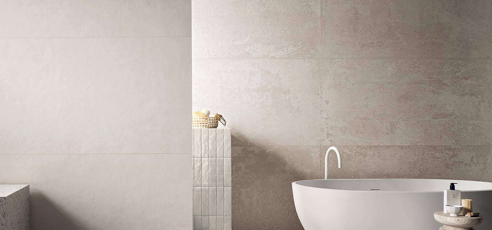 Immagine ambiente Bagno, realizzato con piastrelle della collezione: OXIDE - Bianco