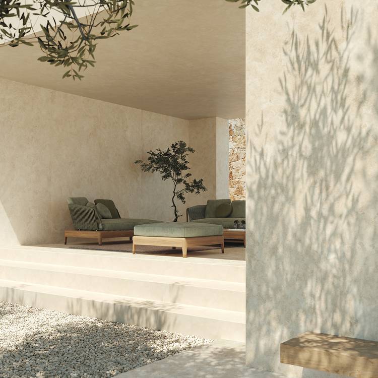 Room view Outdoor, created with tiles from the collection: VENTO DEL SUD – Beige