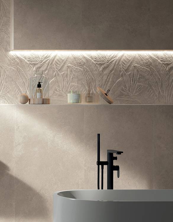 Room view , created with tiles from the collection: NOBU – Beige