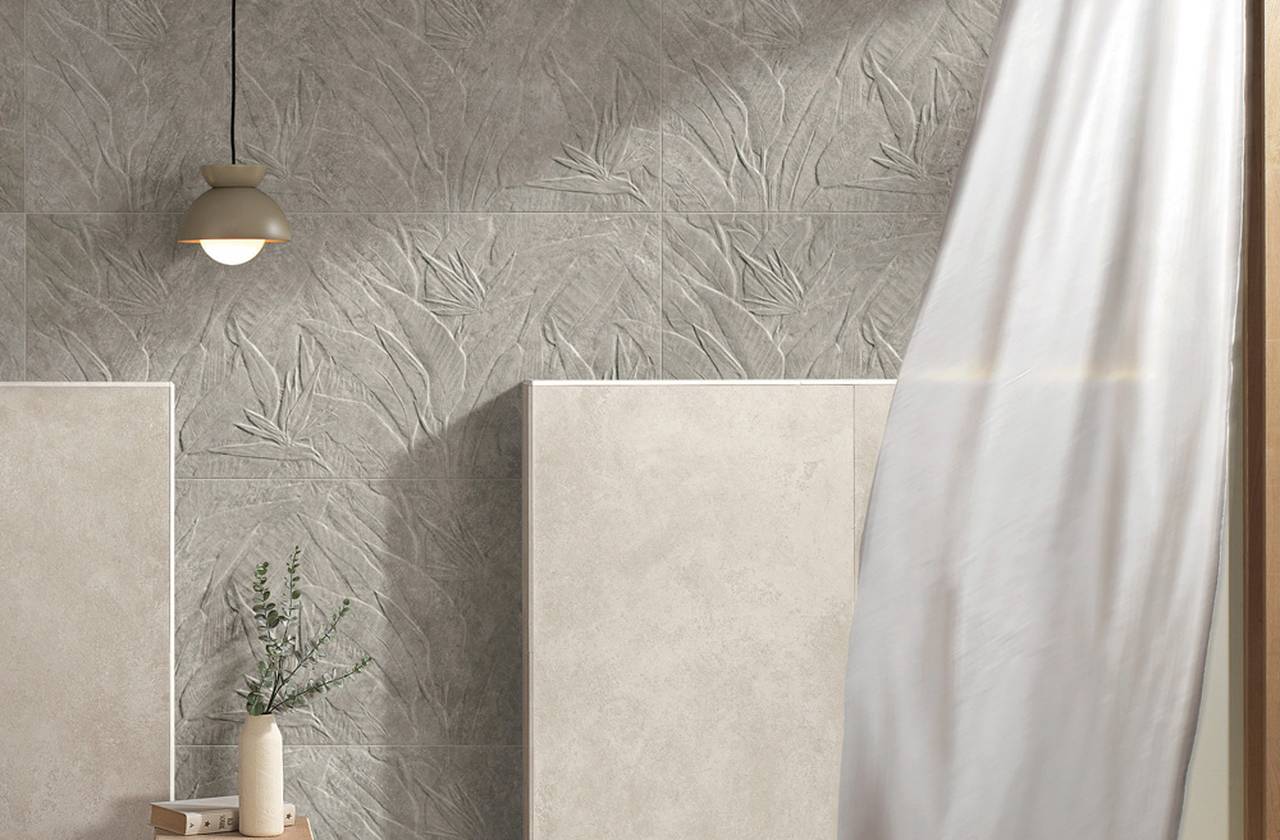 Room view House, created with tiles from the collection: NOBU – Grey