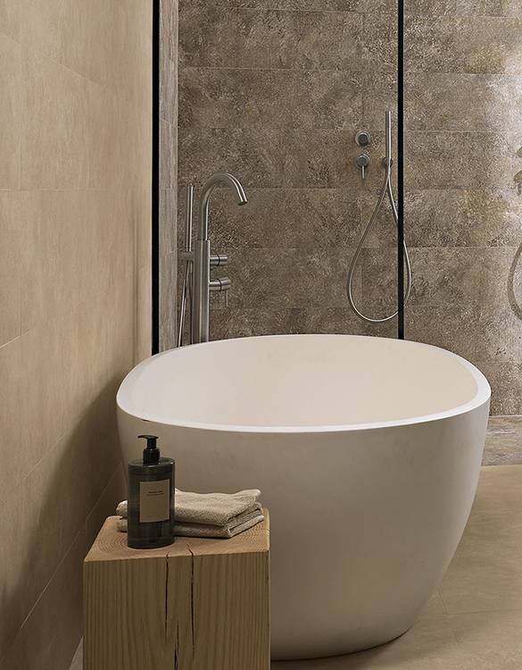 Room view Bathroom, created with tiles from the collection: NOBU – Beige