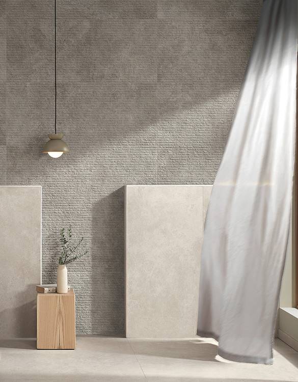 Room view , created with tiles from the collection: NOBU – Grey