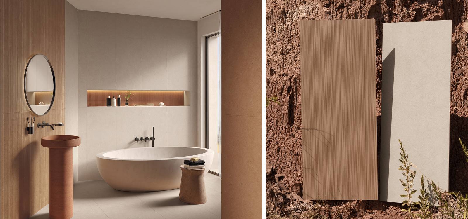 Room view Bathroom, created with tiles from the collection: MATERIA PURA 50x120 – Grey, Other