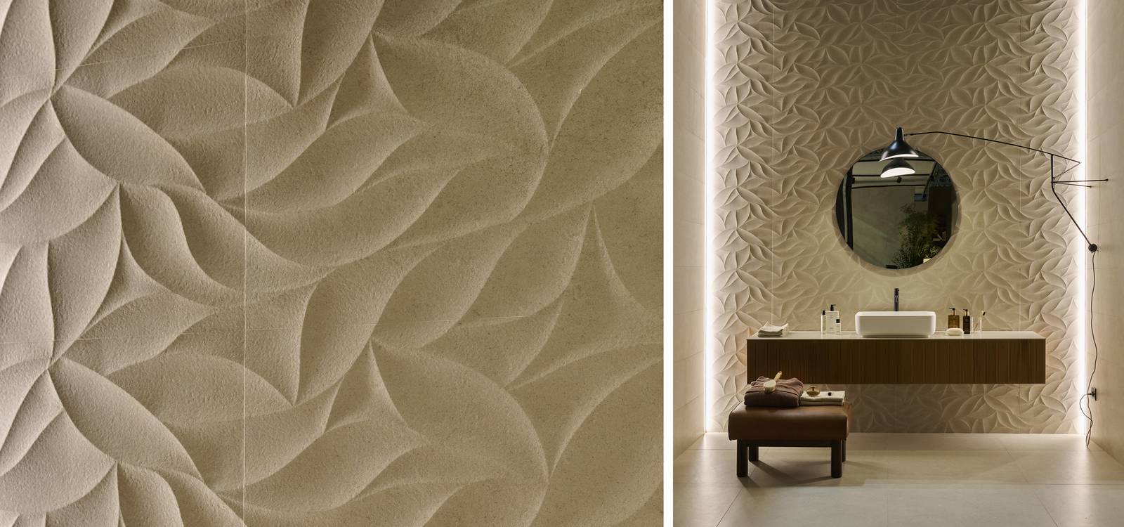 Immagine ambiente Bagno, realizzato con piastrelle della collezione: OLTRE LA PIETRA - Bianco, Grigio