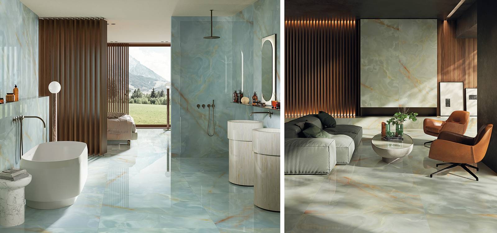 Room view Bathroom, created with tiles from the collection: GEMME – Red-Pink