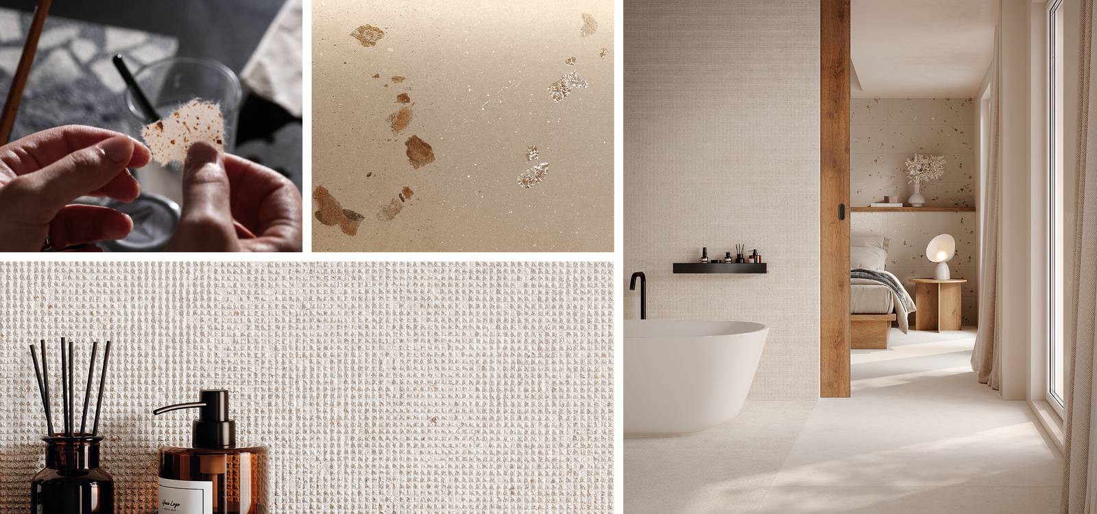 Room view Bathroom, created with tiles from the collection: MATERIA PURA – Brown, Grey