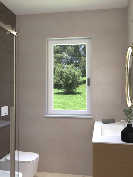 Bathroom design image in Rectangular shape, created with floor tiles VENTO DEL SUD and wall tiles MATERIA PURA