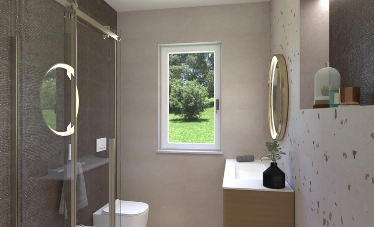 Bathroom design image in Rectangular shape, created with floor tiles VENTO DEL SUD and wall tiles MATERIA PURA