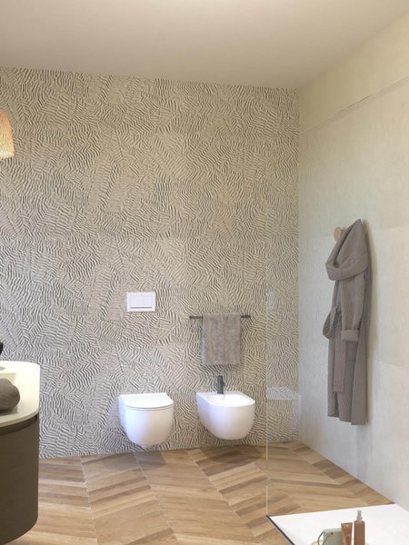 Bathroom design image in Rectangular shape, created with floor tiles FAPNEST and wall tiles BLOOM
