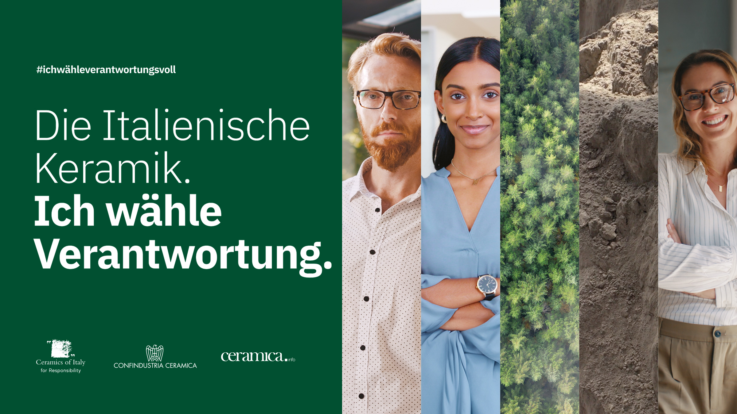 Visuelle Sequenz mit Menschen, Natur und Ton, eine Metapher für Nachhaltigkeit, Know-how und den Ursprung der FAP-Keramik.