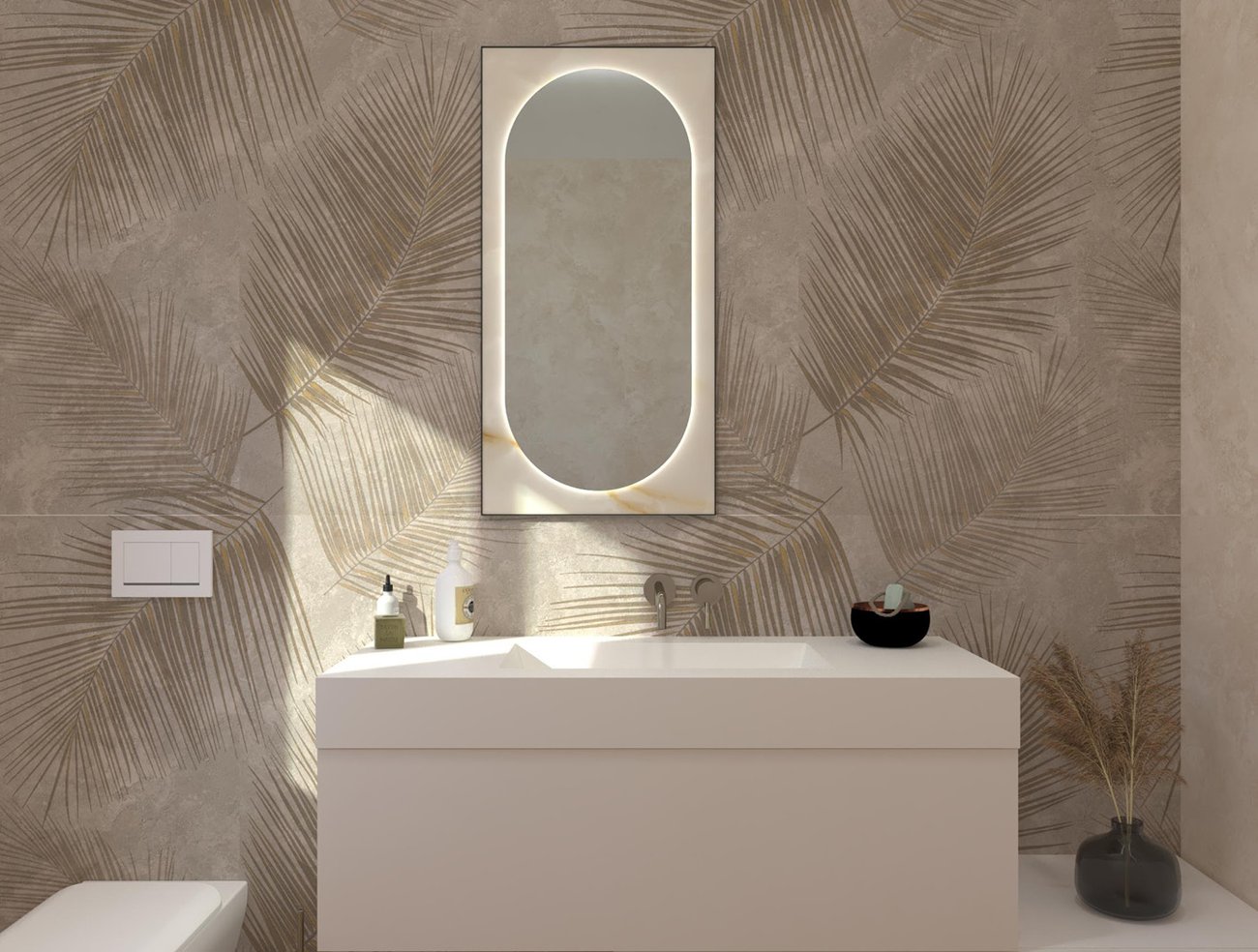 Bathroom design image in Rectangular shape, created with floor tiles ROOTS and wall tiles VENTO DEL SUD