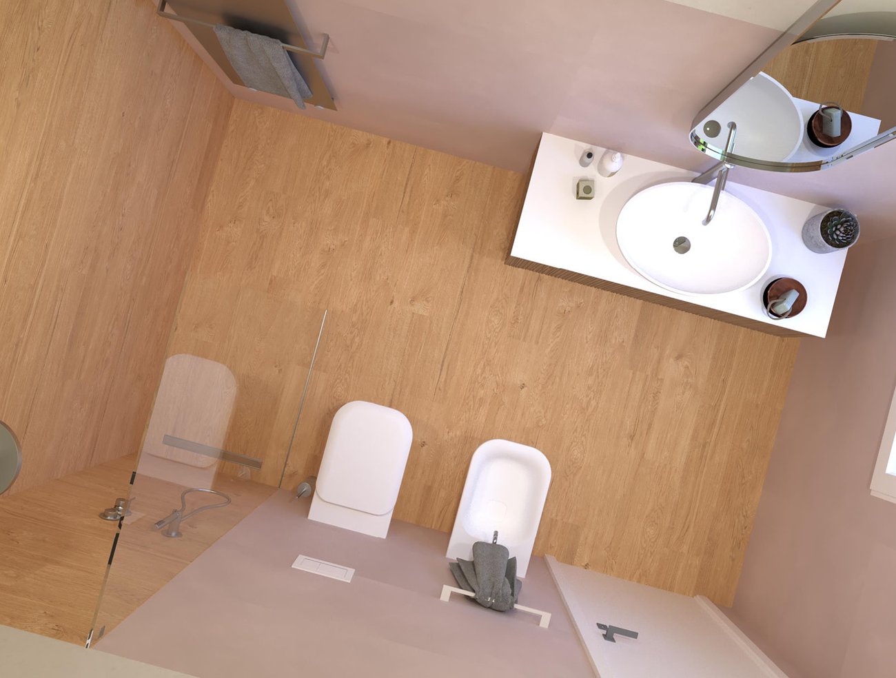 Immagine di progetto bagno di forma Rettangolare, realizzato con piastrelle a pavimento PLEIN AIR e piastrelle a rivestimento PLEIN AIR, MILANO MOOD