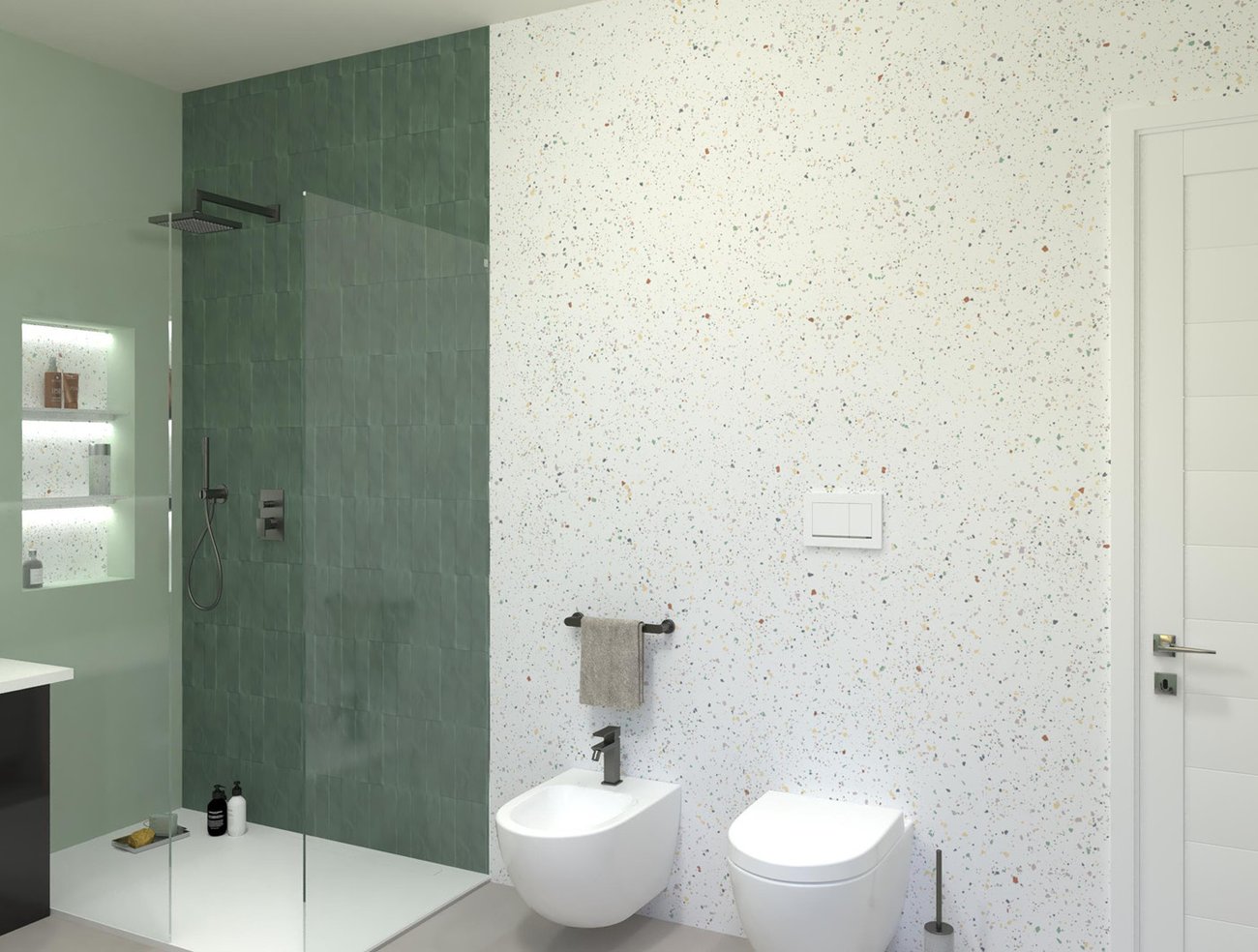 Immagine di progetto bagno di forma Rettangolare, realizzato con piastrelle a pavimento MILANO&FLOOR e piastrelle a rivestimento STILL, TRUE COLOR