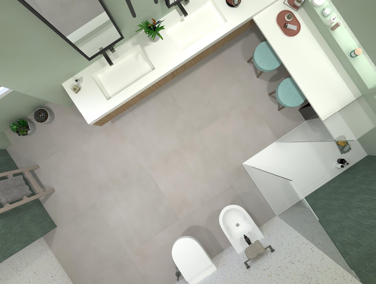 Immagine di progetto bagno di forma Rettangolare, realizzato con piastrelle a pavimento MILANO&FLOOR e piastrelle a rivestimento STILL, TRUE COLOR